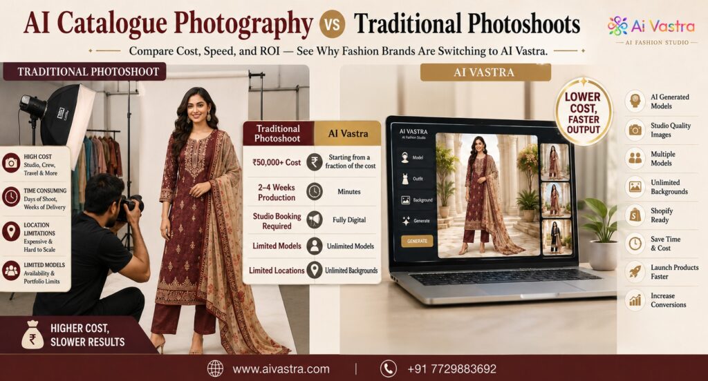 AI Catalogue Photography vs Traditional Photoshoots: Cost, Speed & ROI