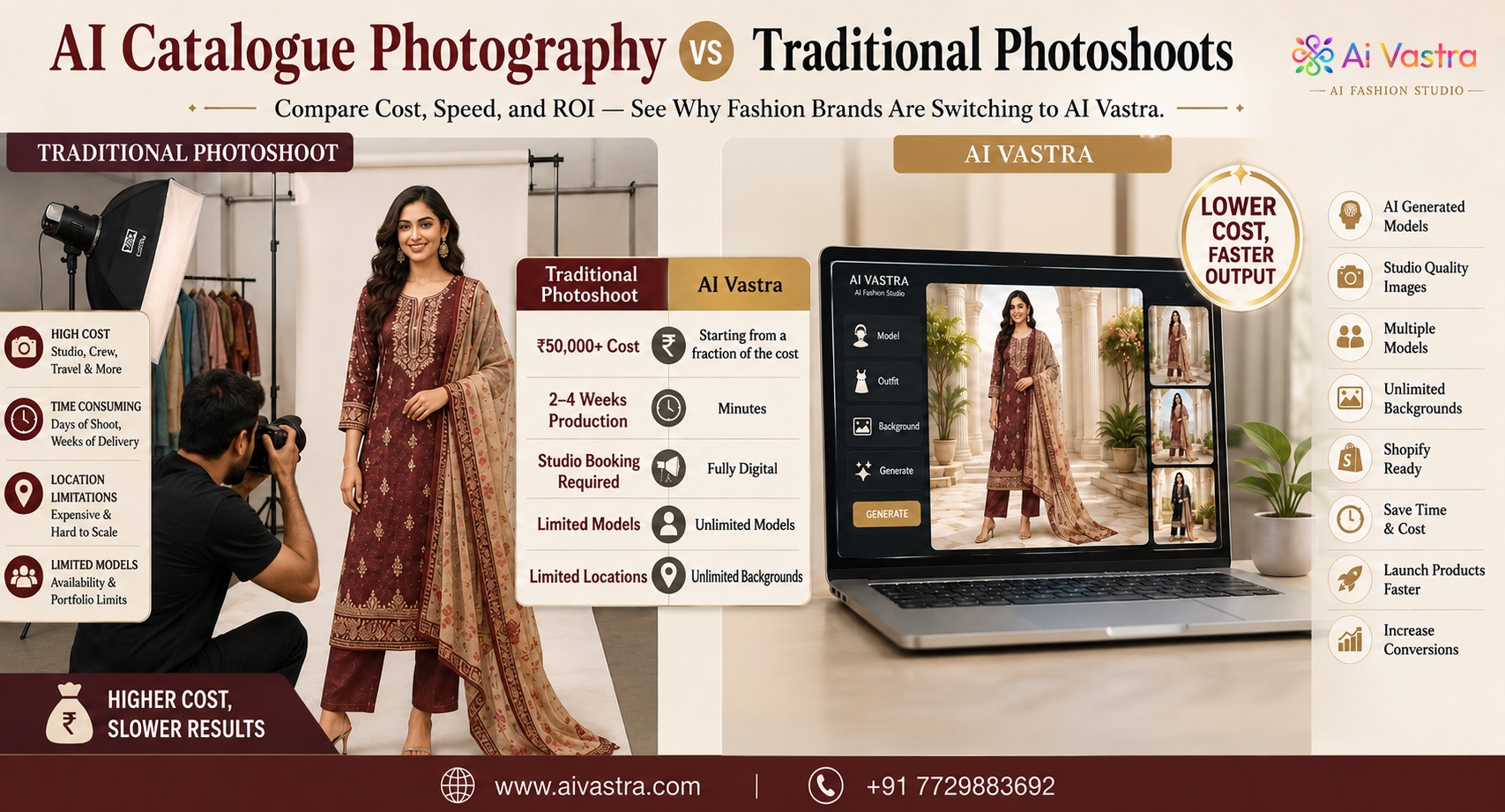 AI Catalogue Photography vs Traditional Photoshoots: Cost, Speed & ROI