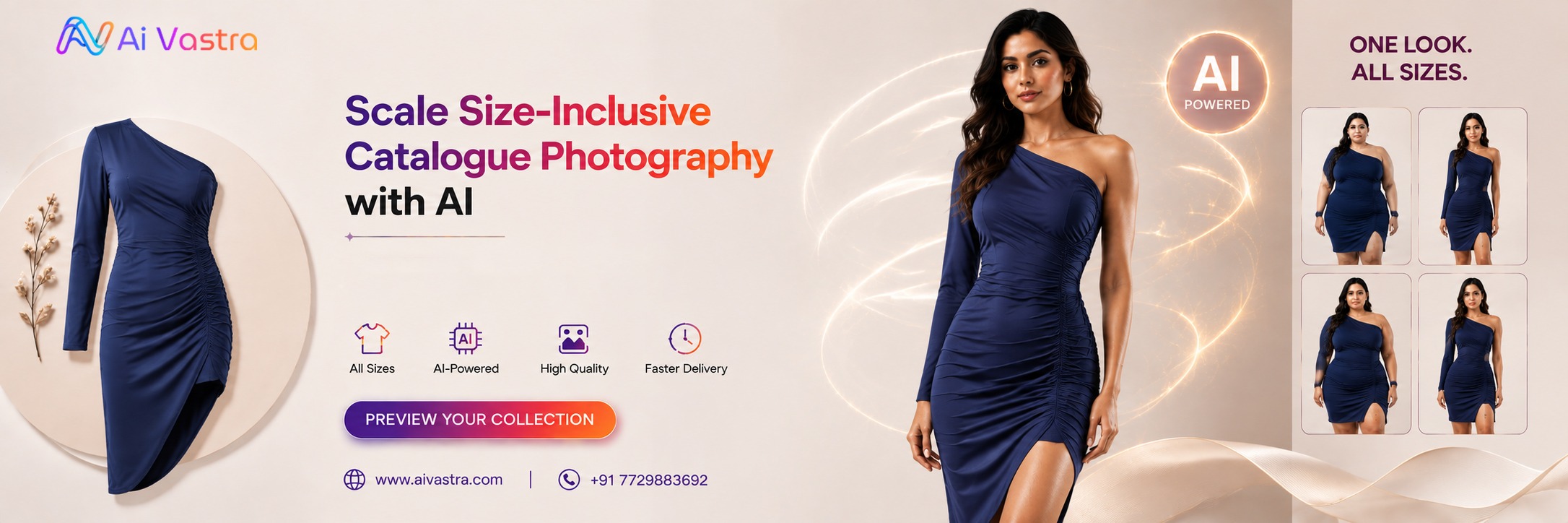 AI Vastra enables size-inclusive catalogue photography by creating realistic AI fashion models of diverse body types for scalable eCommerce product catalogs.