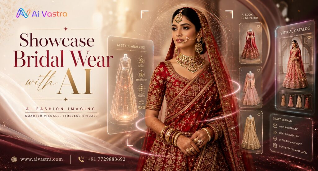 AI Catalogue Creation for Bridal Wear and Lehenga Brands: How to Showcase Heavy Embroidery and Bridal Collections Without a Photoshoot